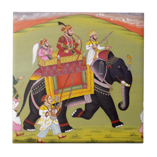 INDIAN MAHARAJA ON ROYAL HUNT RIDING ELEPHANT TILE
