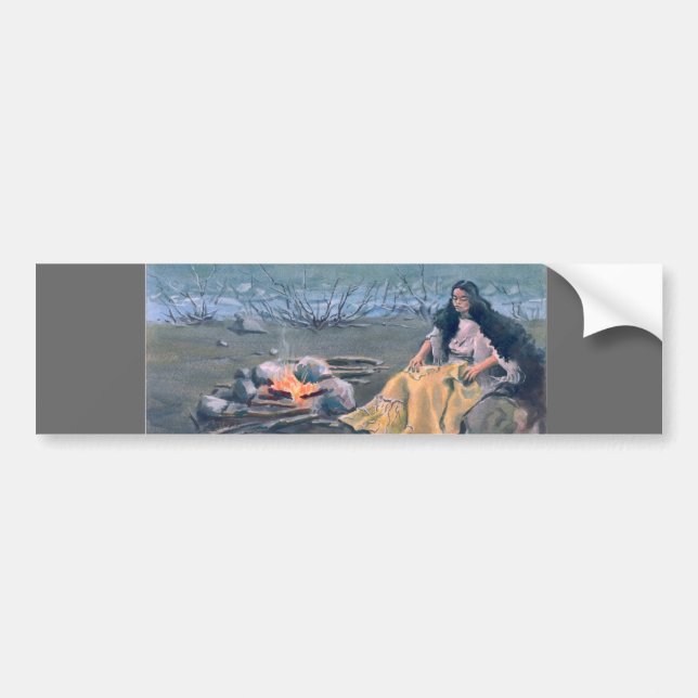 INDIAN MAIDEN & CAMPFIRE by SHARON SHARPE Bumper Sticker (Front)