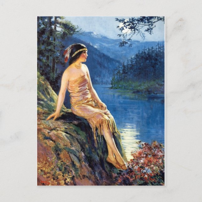 Indian Maidens 1920s Calendar Girls Postcard (Front)