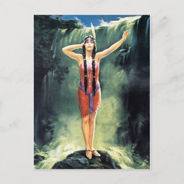 Indian Maidens 1920s Calendar Girls Postcard (Front)
