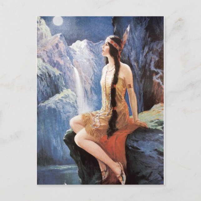 Indian Maidens 1920s Calendar Girls Postcard (Front)