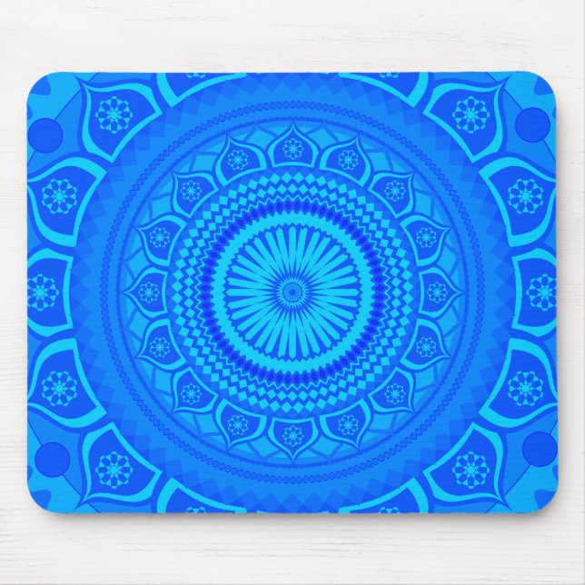 Indian Mandala Blue Mouse Pad (Front)
