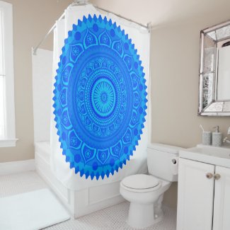 Indian mandala Blue Shower Curtain