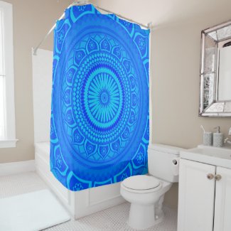 Indian mandala Blue Shower Curtain