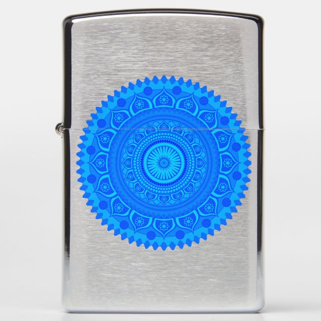 Indian Mandala Blue Zippo Lighter (Front)