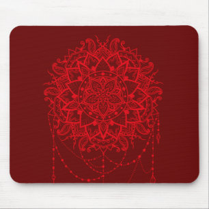 Indian Mandala burgundy art Mouse Pad