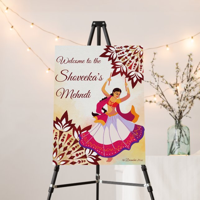Indian mandala design mehndi sangeet welcome foam board (In Situ (Stand))