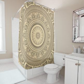 Indian mandala Orange in Sepia Shower Curtain