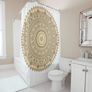 Indian mandala Orange in Sepia Shower Curtain