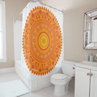 Indian mandala Orange Shower Curtain