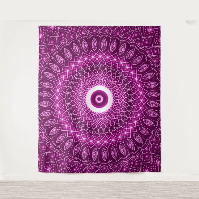 Indian Mandala pink Modern Stylish Yoga Boho Cute Tapestry (Front)
