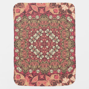 Indian medallion, boho ethnic ornament baby blanket