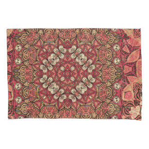 Indian medallion, boho ethnic ornament pillow case