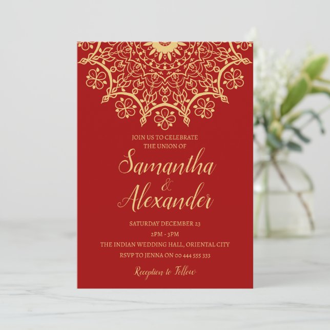 Indian Mehendi Wedding  Invitation (Standing Front)