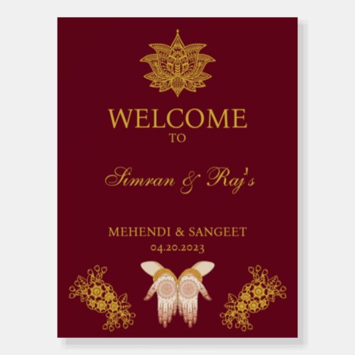Indian Mehendi Welcome Sign Customizable