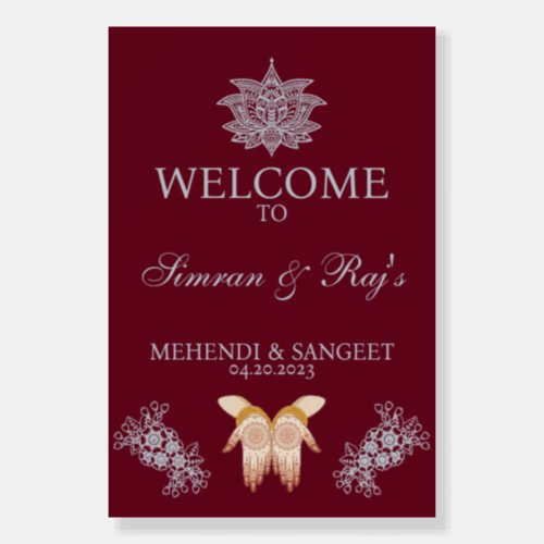 Indian Mehendi Welcome Sign Customizable