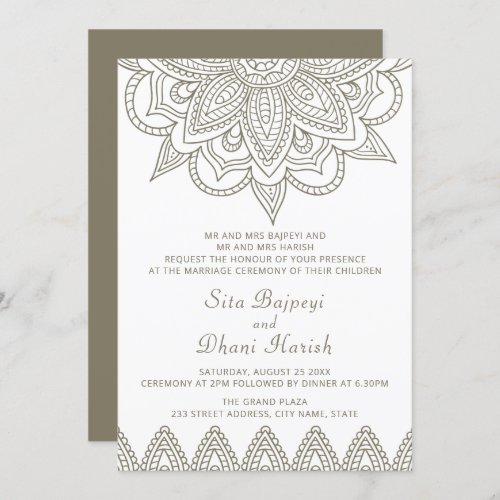 Indian Mehndi Hindu Elegant Stylish Green Wedding Invitation