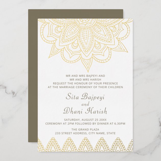 indian mehndi hindu elegant stylish wedding gold foil invitation r0beb5e2a796d4609bbb400708728da07 4wbmn 630