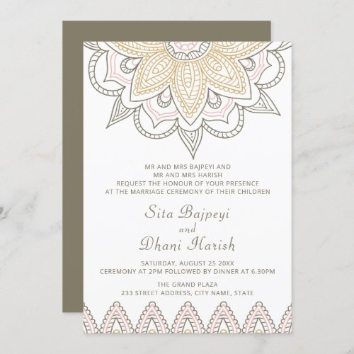 Indian Mehndi Hindu Elegant Stylish Wedding Invitation