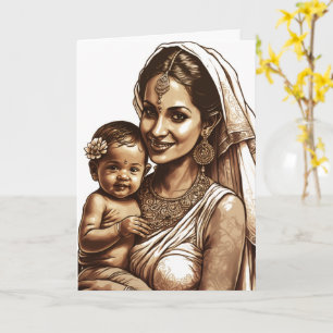 Indian Mother & Baby, Mothers Day Card