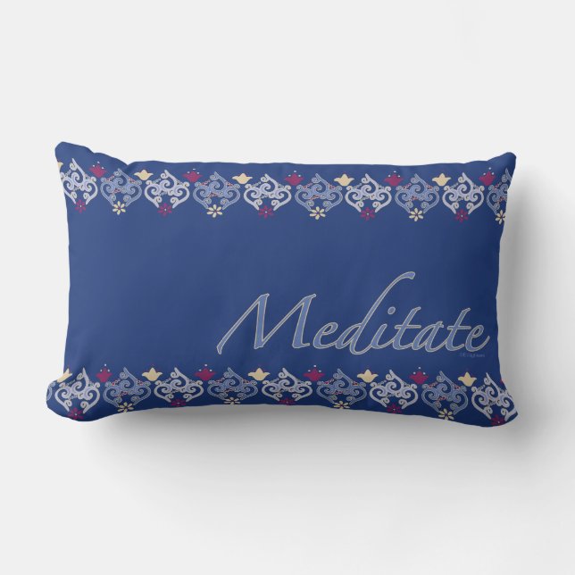 Indian Motif Meditate Lavender & Gold Navy  Lumbar Pillow (Front)
