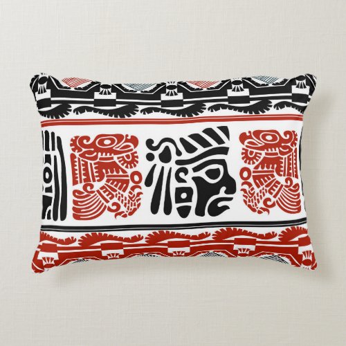 Indian motifs black red seamless pattern accent pillow