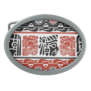 Indian motifs, black red, seamless pattern. belt buckle