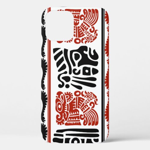 Indian motifs black red seamless pattern iPhone 12 case