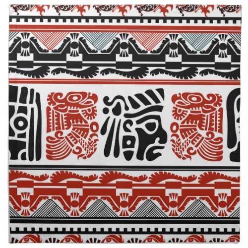 Indian motifs black red seamless pattern cloth napkin