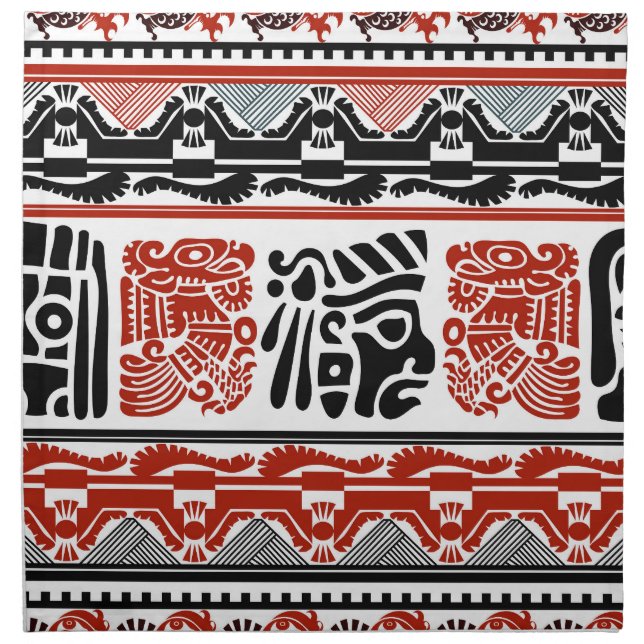 Indian motifs, black red, seamless pattern. cloth napkin (Front)