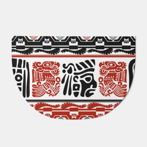 Indian motifs black red seamless pattern doormat
