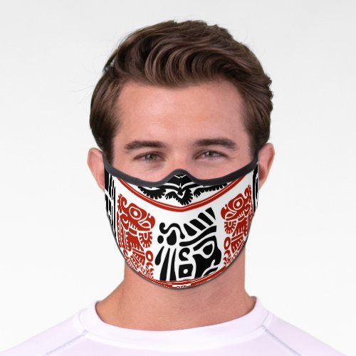 Indian motifs black red seamless pattern premium face mask