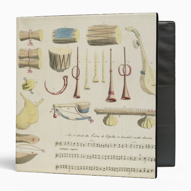 Indian Musical Instruments, plate 23 from 'Orienta Binder (Front/Inside)