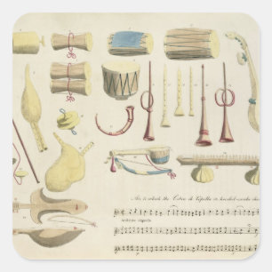 Indian Musical Instruments, plate 23 from 'Orienta Square Sticker