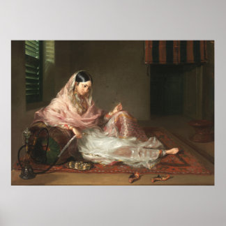 Indian Muslim Women Smoking Hookah Poster