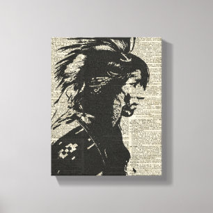Indian Native American Over An Old Dictionary Page Canvas Print