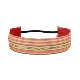 Indian Native Orange Yellow Geometric Pattern Athletic Headband