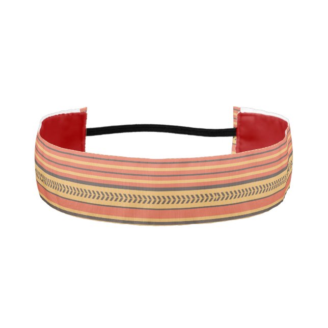 Indian Native Orange Yellow Geometric Pattern Athletic Headband (Front)
