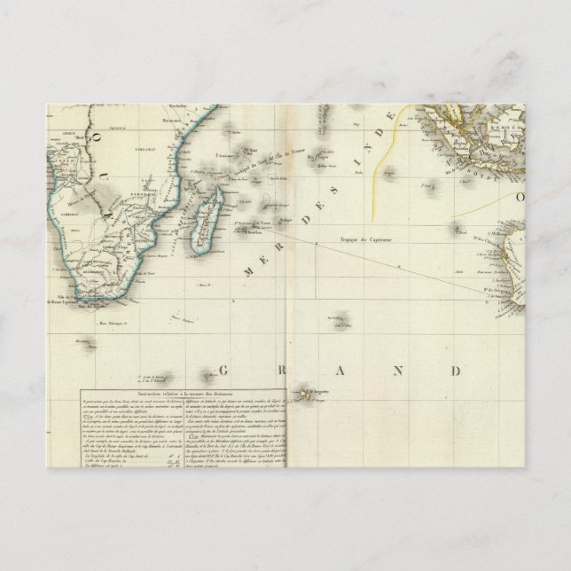 Indian Ocean Atlas Map Postcard (Front)