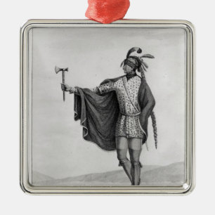 Indian of the Nation of Kaskaskia Metal Ornament