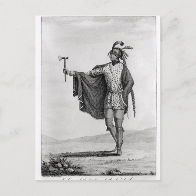 Indian of the Nation of Kaskaskia Postcard (Front)