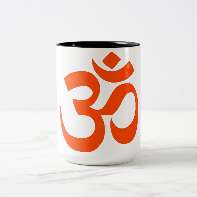 Indian Om Symbol Two-Tone Coffee Mug (Center)