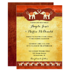 Indian or African White Elephants Wedding Invite