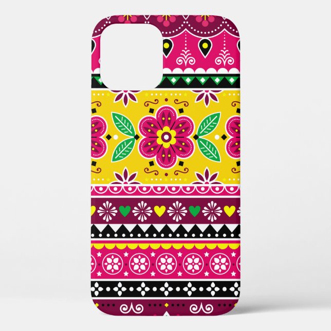Indian or Pakistani truck art inspired seamless fo Case-Mate iPhone Case (Back)