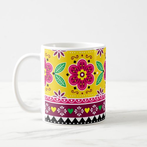 Indian or Pakistani truck art inspired seamless fo Coffee Mug