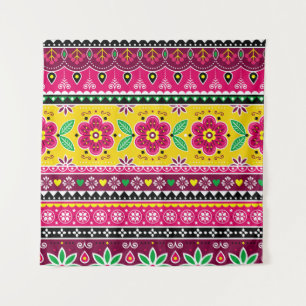 Indian or Pakistani truck art inspired seamless fo Tapestry