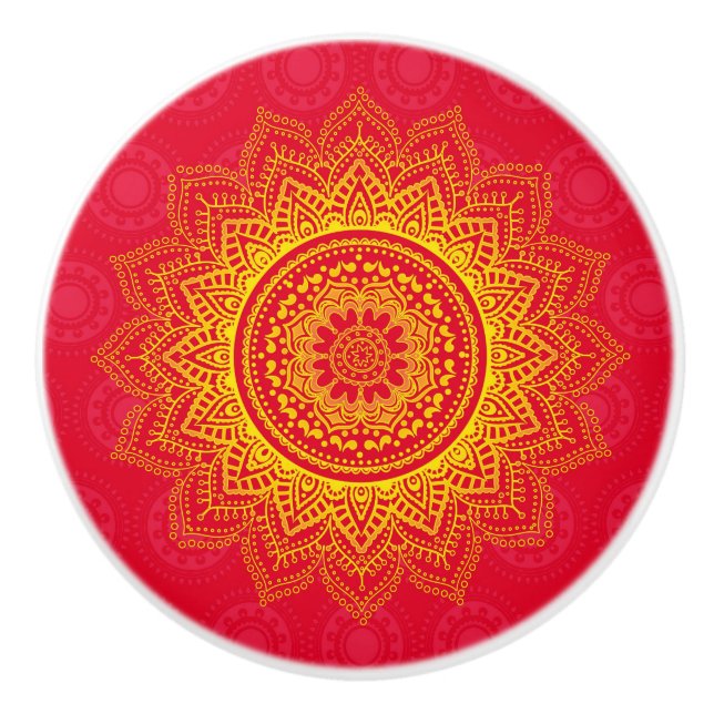 Indian ornament ceramic knob (Front)