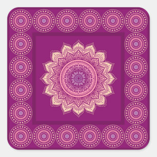 Indian ornament square sticker
