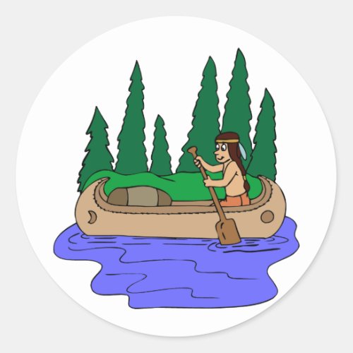 Indian Paddles Canoe Classic Round Sticker