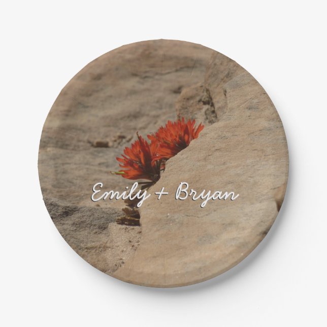 Indian Paintbrush in Rocks at Zion Paper Plates (Front)